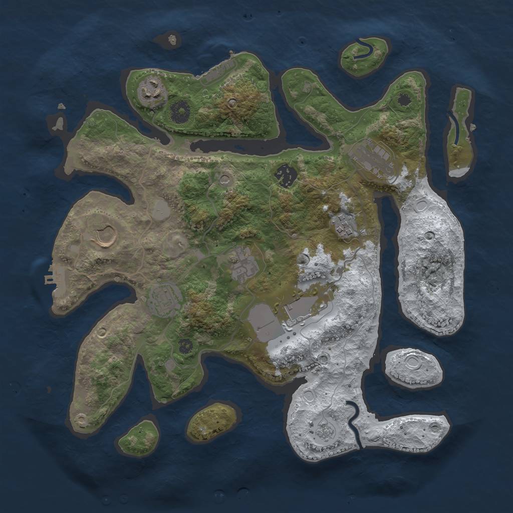 Rust Map: Procedural Map, Size: 3500, Seed: 2300005, 17 Monuments