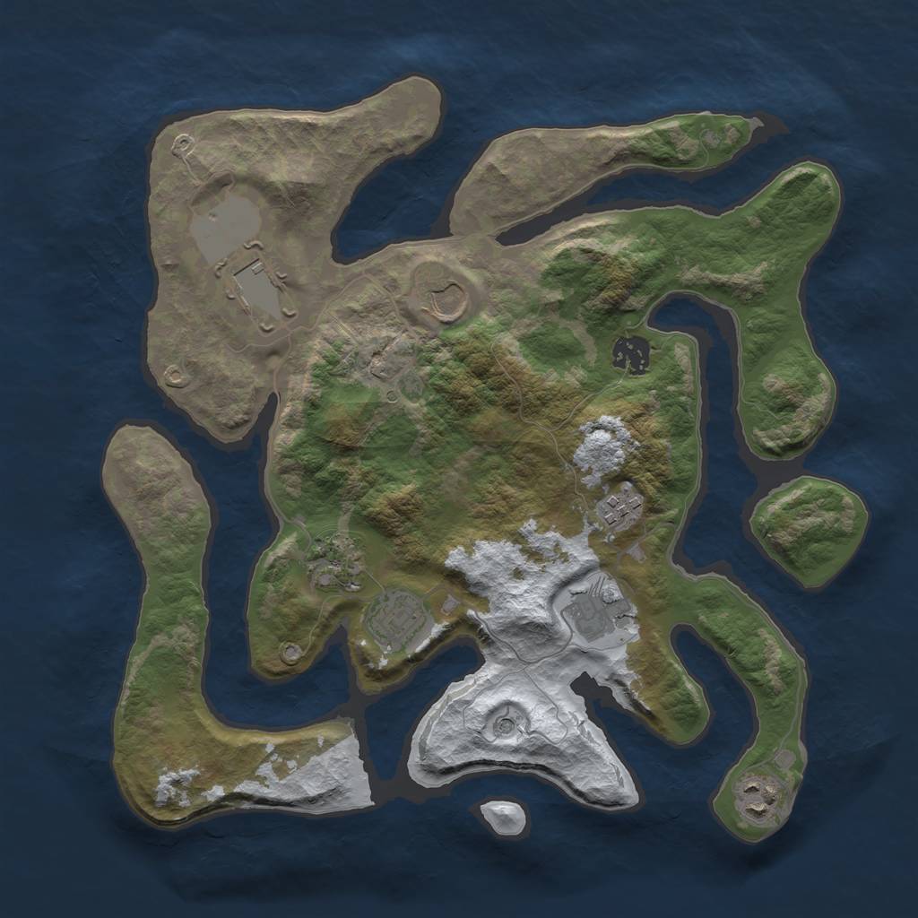Rust Map: Barren, Size: 3500, Seed: 4090193, 11 Monuments