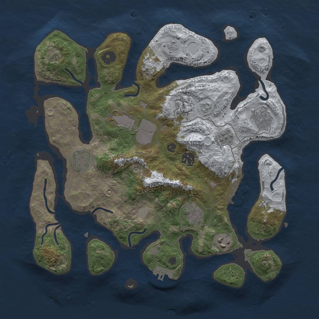 Rust Map: Procedural Map, Size: 3500, Seed: 1151987, 17 Monuments