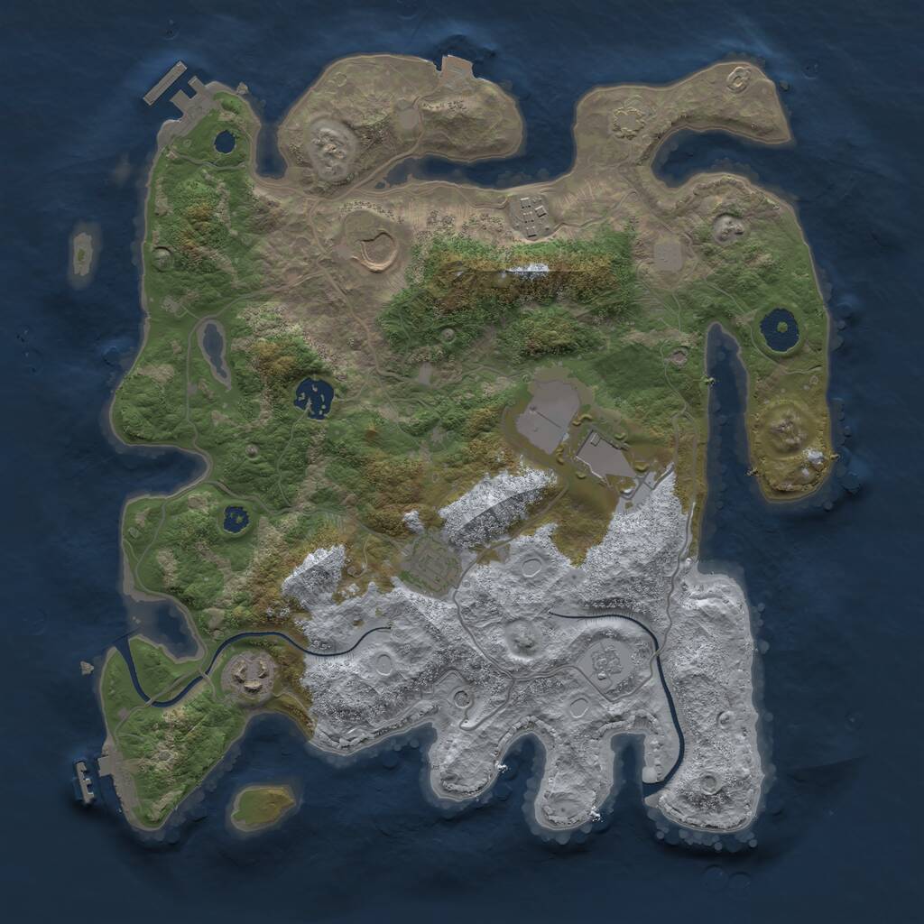 Rust Map: Procedural Map, Size: 3500, Seed: 4304585, 12 Monuments