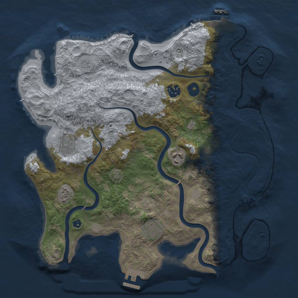 Rust Map: Procedural Map, Size: 3500, Seed: 389667, 10 Monuments