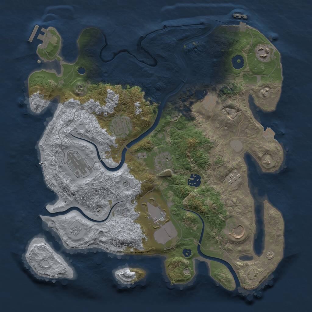 Rust Map: Procedural Map, Size: 3500, Seed: 1687187, 15 Monuments
