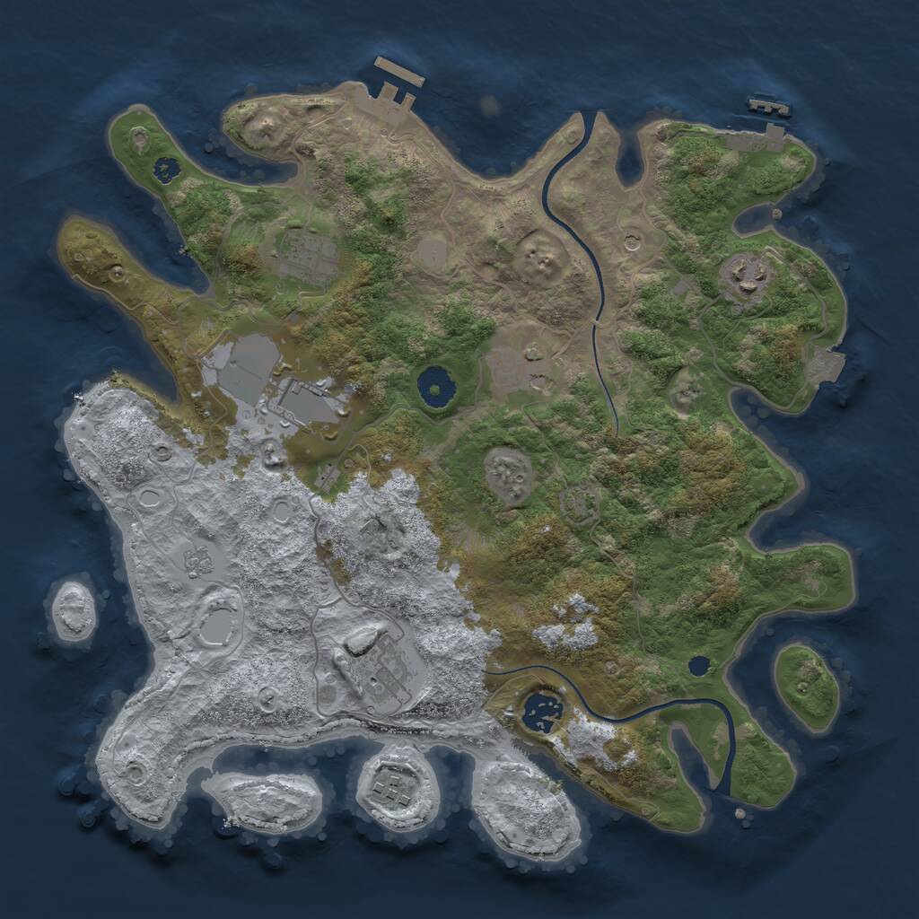 Rust Map: Procedural Map, Size: 3550, Seed: 449668, 13 Monuments