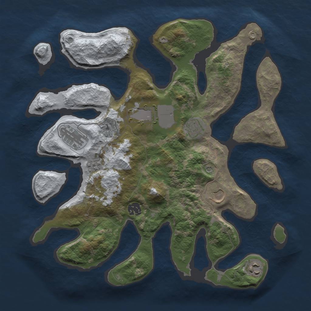 Rust Map: Barren, Size: 3500, Seed: 6178868, 10 Monuments