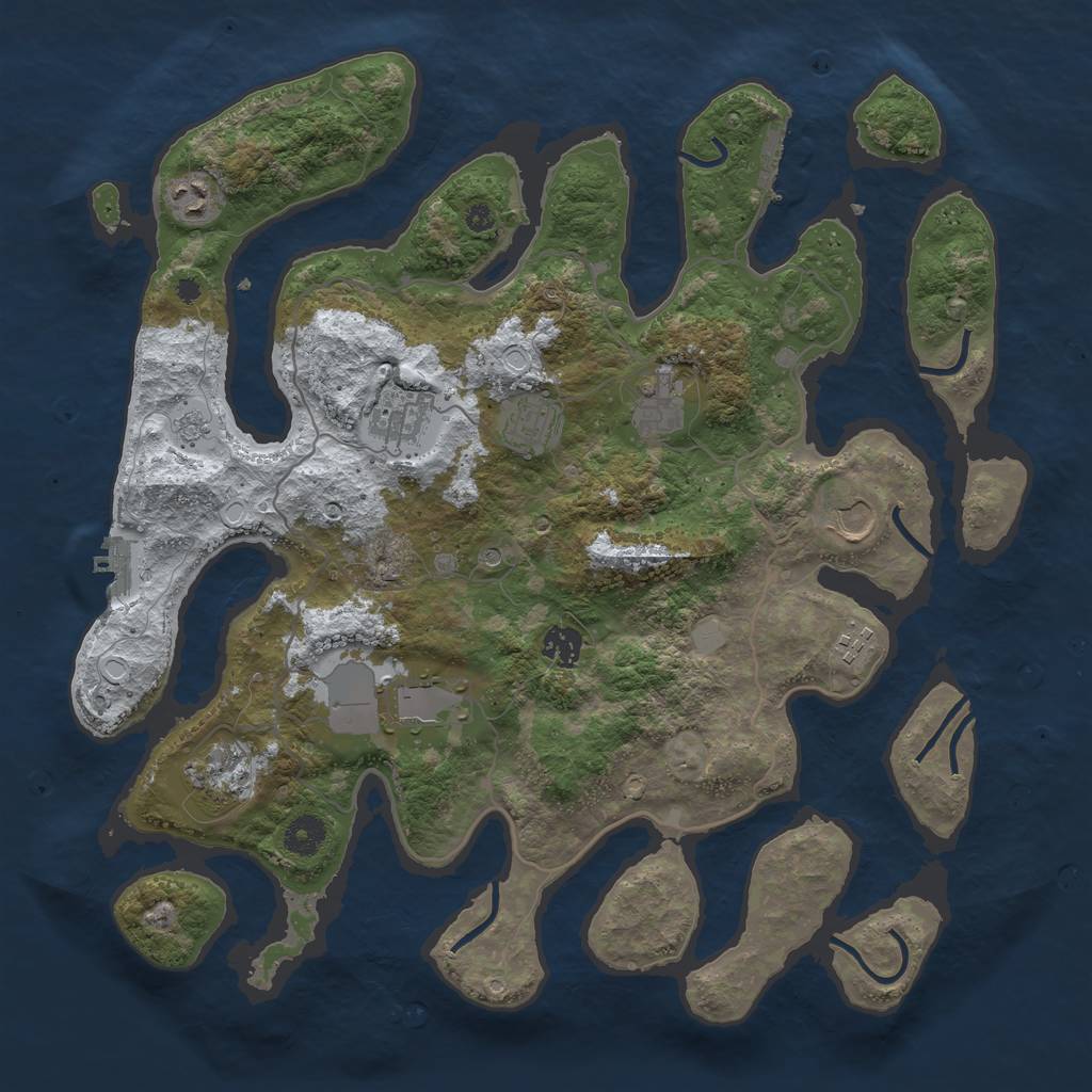 Rust Map: Procedural Map, Size: 4000, Seed: 732303, 18 Monuments
