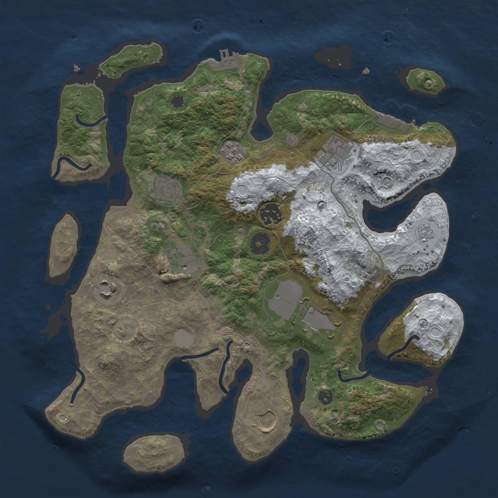 Rust Map: Procedural Map, Size: 3500, Seed: 992811, 17 Monuments