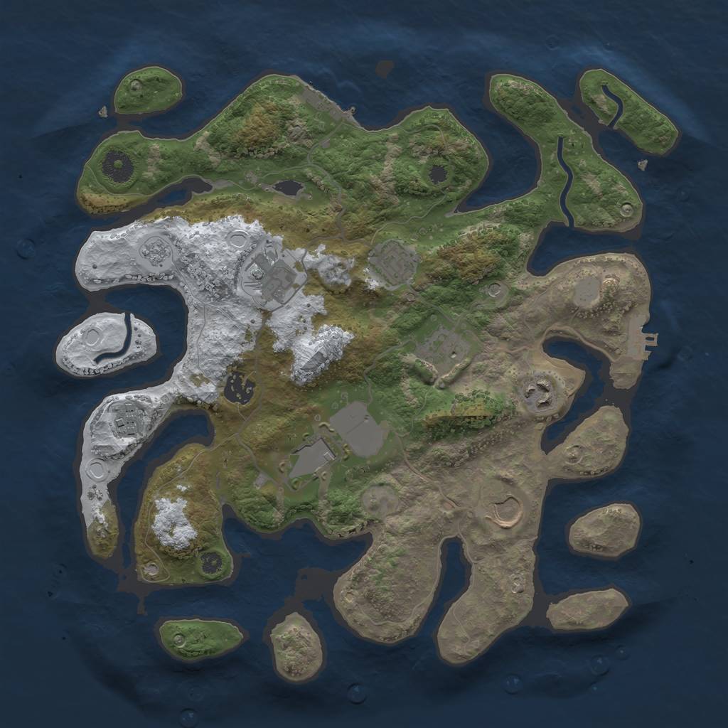 Rust Map: Procedural Map, Size: 3500, Seed: 2406489, 17 Monuments