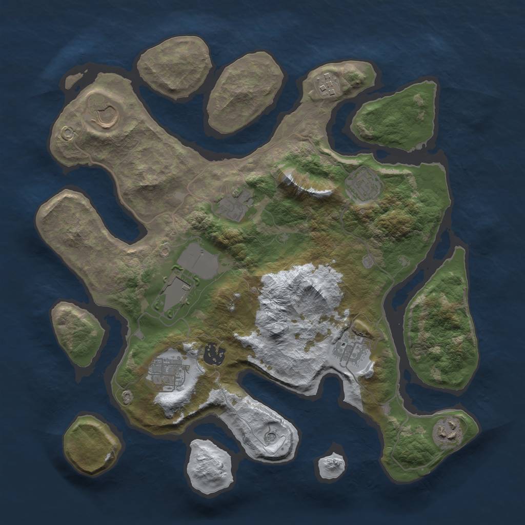 Rust Map: Barren, Size: 3500, Seed: 5751999, 12 Monuments