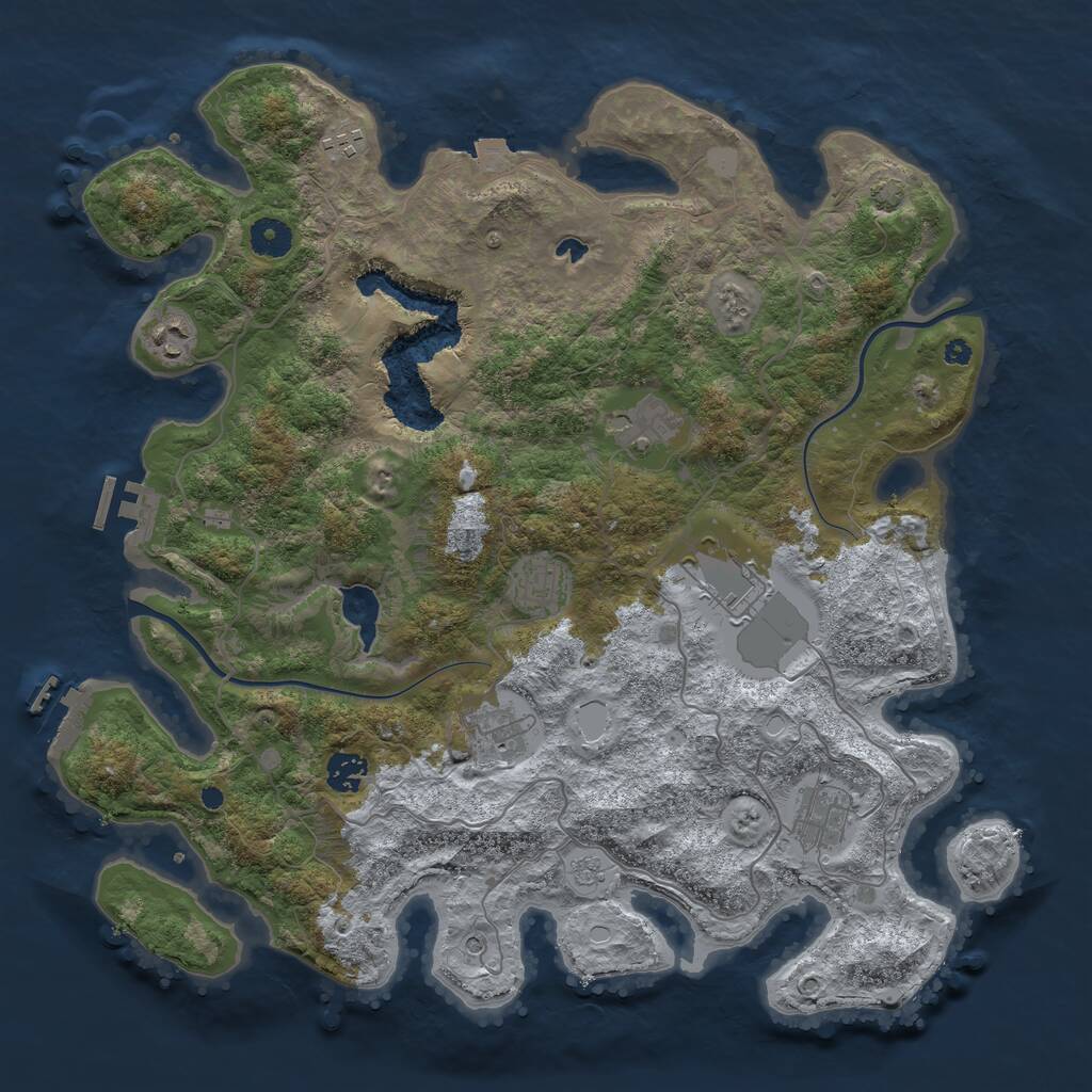 Rust Map: Procedural Map, Size: 4000, Seed: 952667, 14 Monuments