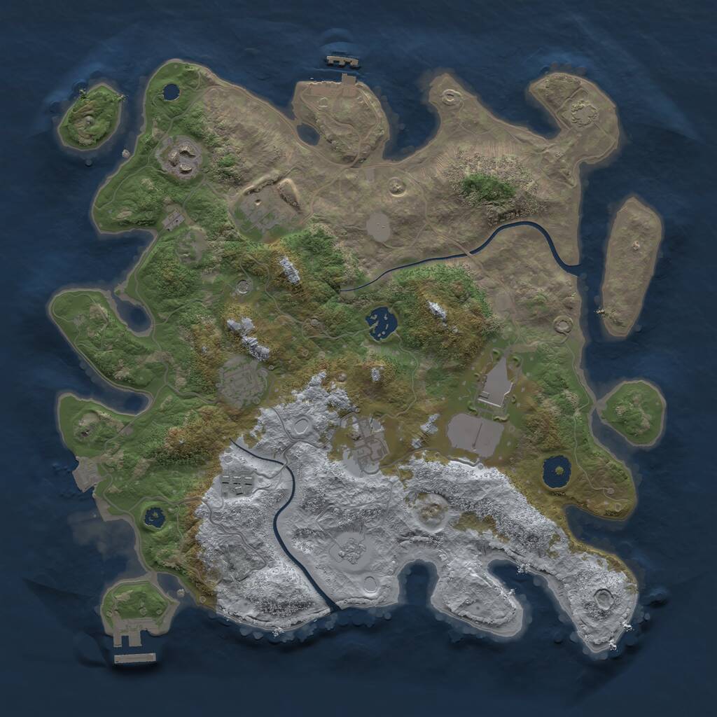 Rust Map: Procedural Map, Size: 3500, Seed: 5155057, 13 Monuments