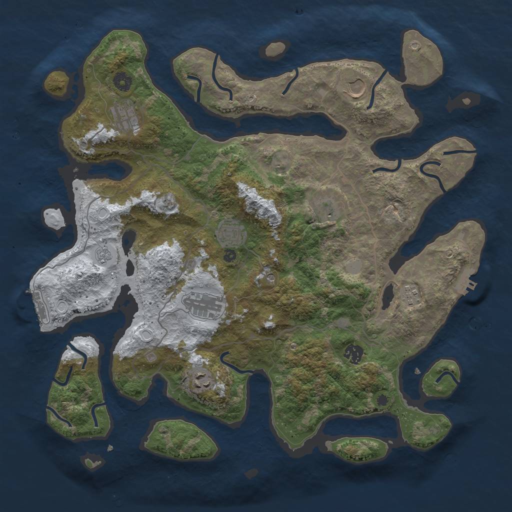 Rust Map: Procedural Map, Size: 4000, Seed: 742635, 17 Monuments