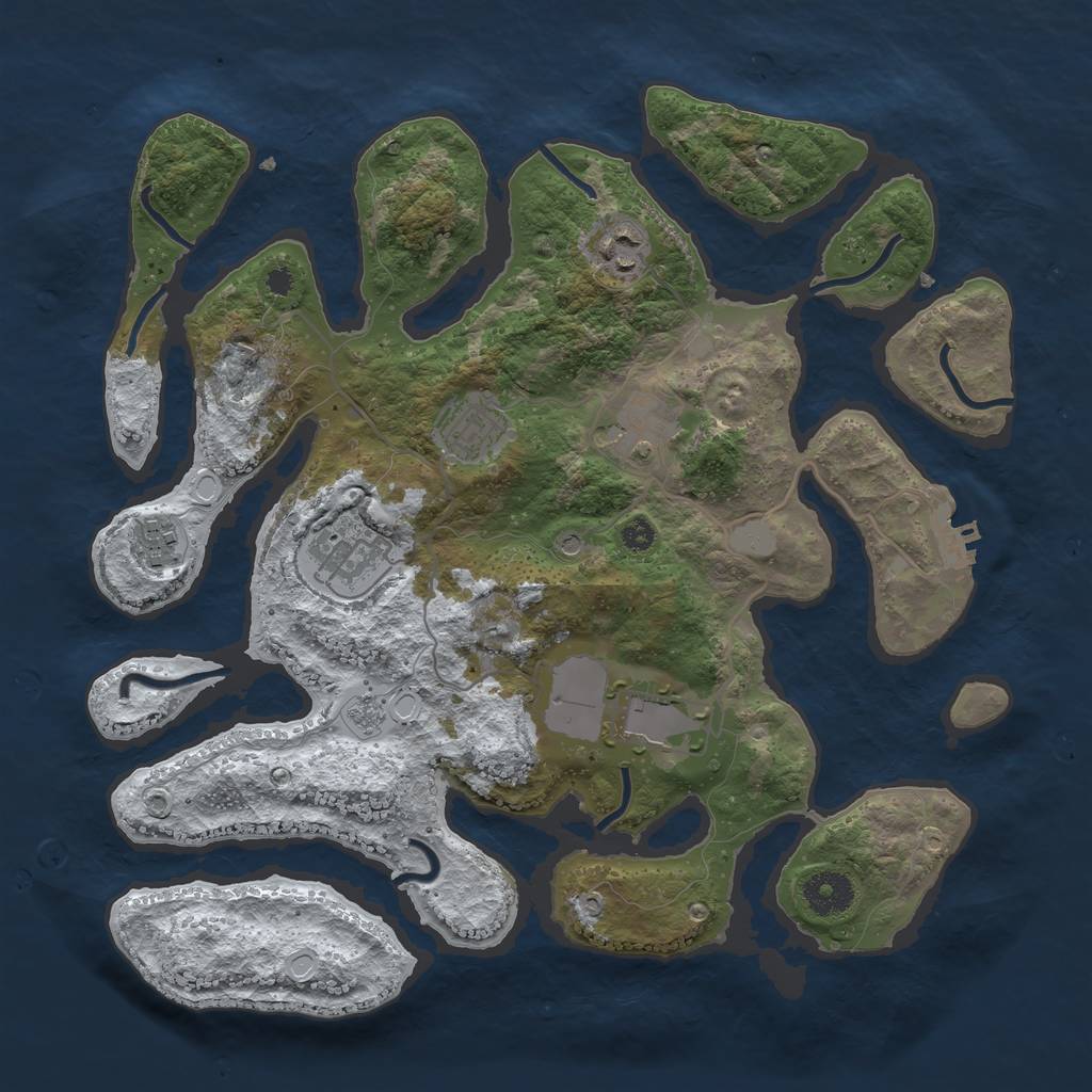 Rust Map: Procedural Map, Size: 3500, Seed: 2305773, 14 Monuments