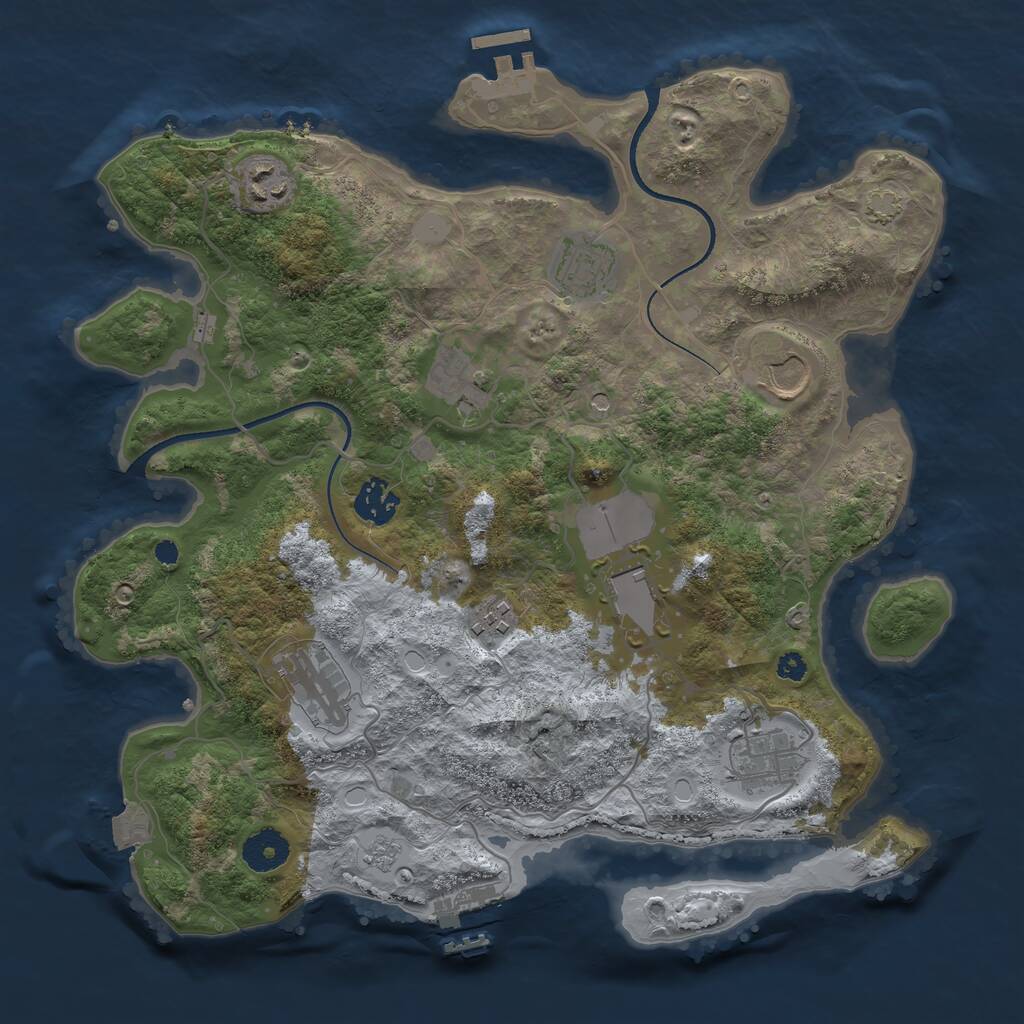 Rust Map: Procedural Map, Size: 3500, Seed: 2093373, 15 Monuments