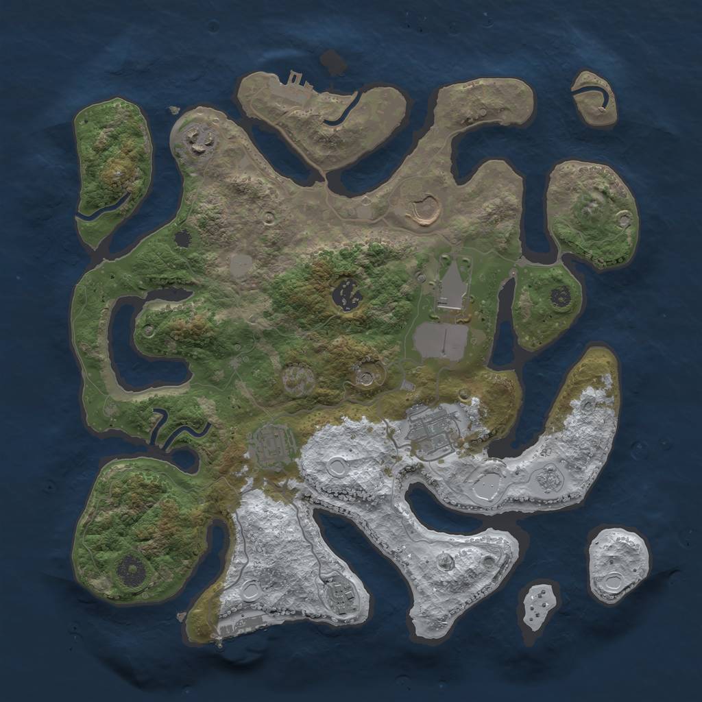 Rust Map: Procedural Map, Size: 3500, Seed: 3418349, 16 Monuments