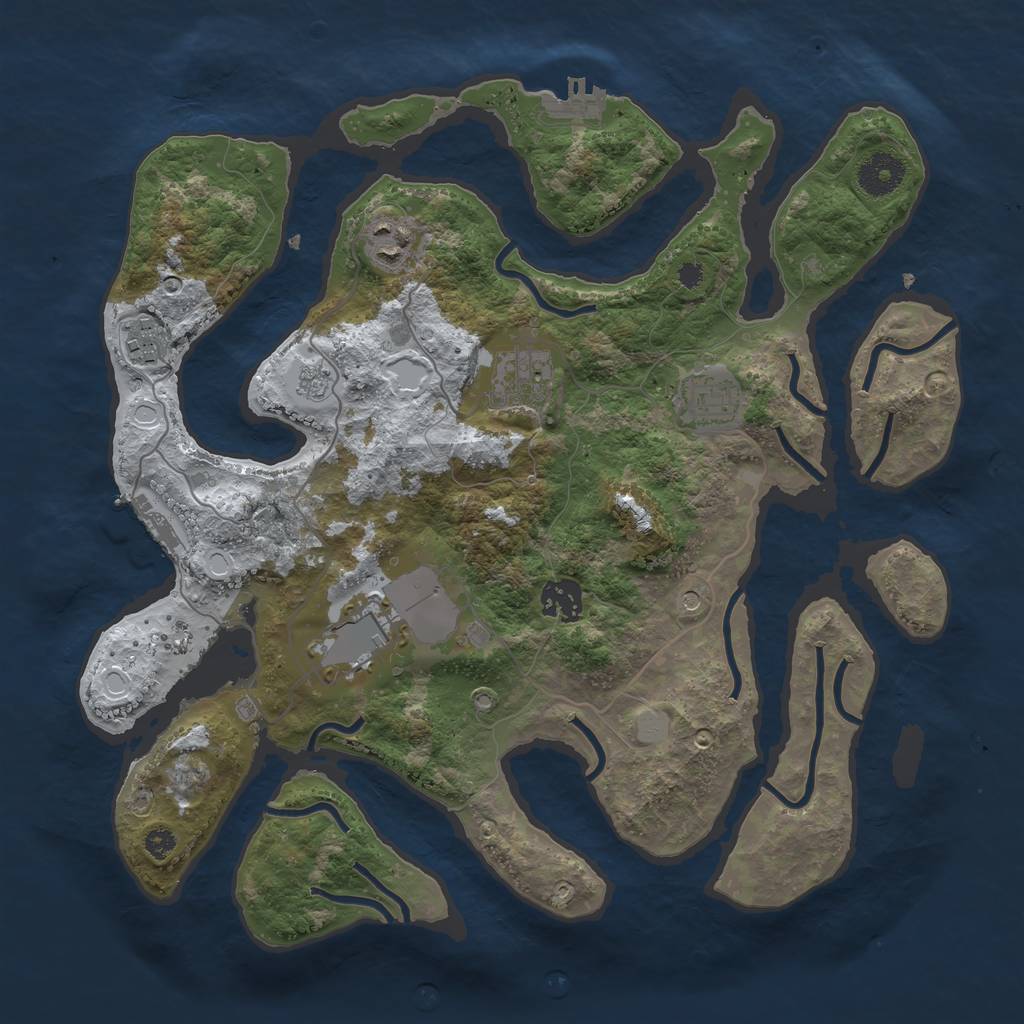 Rust Map: Procedural Map, Size: 3500, Seed: 1077075, 15 Monuments