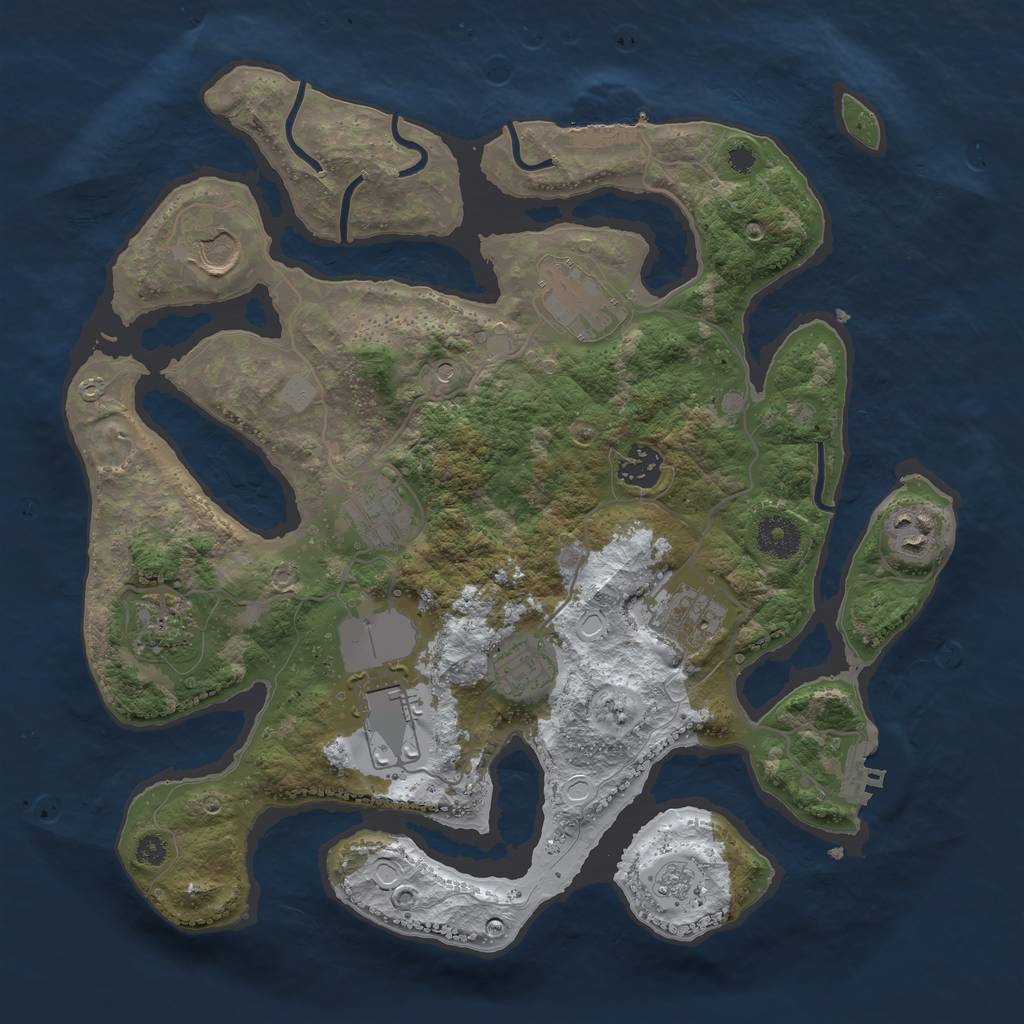 Rust Map: Procedural Map, Size: 3500, Seed: 4084778, 18 Monuments