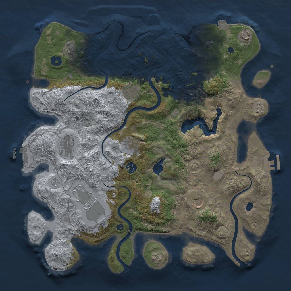 Rust Map: Procedural Map, Size: 4000, Seed: 545205, 14 Monuments