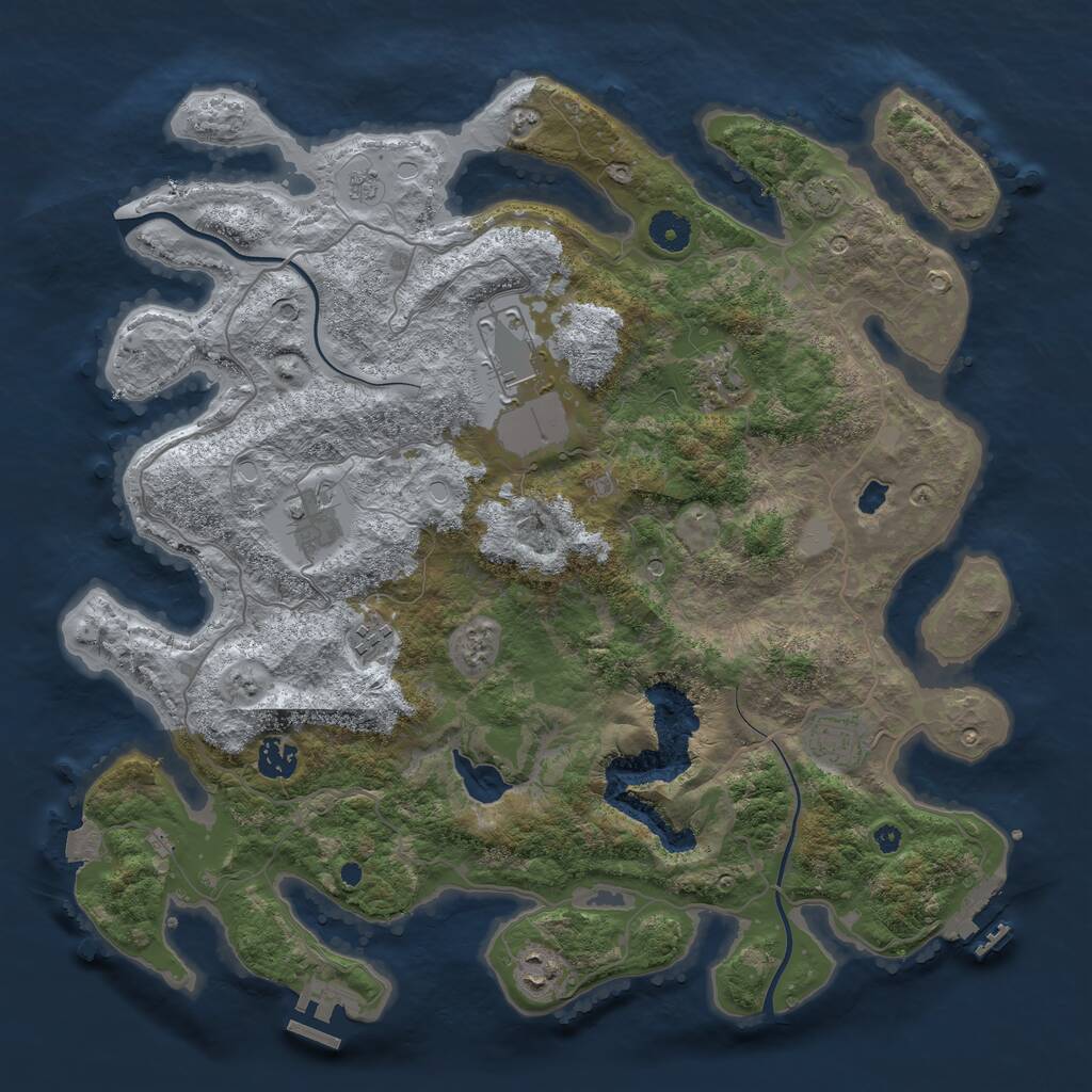 Rust Map: Procedural Map, Size: 4000, Seed: 728167, 13 Monuments