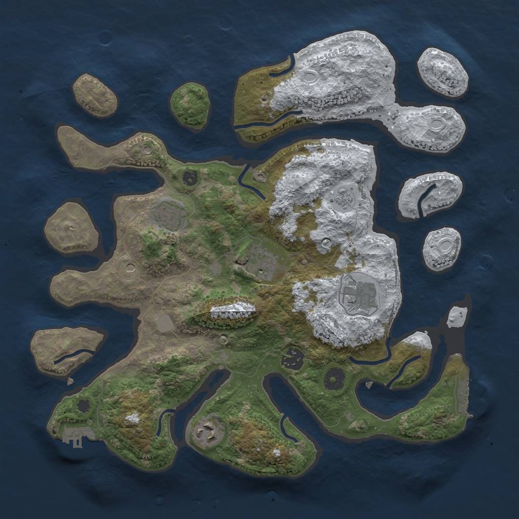 Rust Map: Procedural Map, Size: 3500, Seed: 3025848, 14 Monuments
