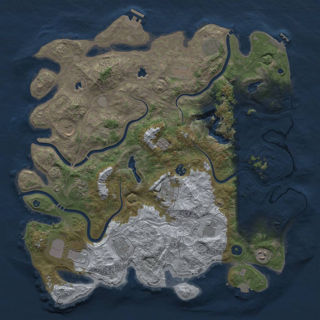 Rust Map: Procedural Map, Size: 4500, Seed: 66457634, 17 Monuments