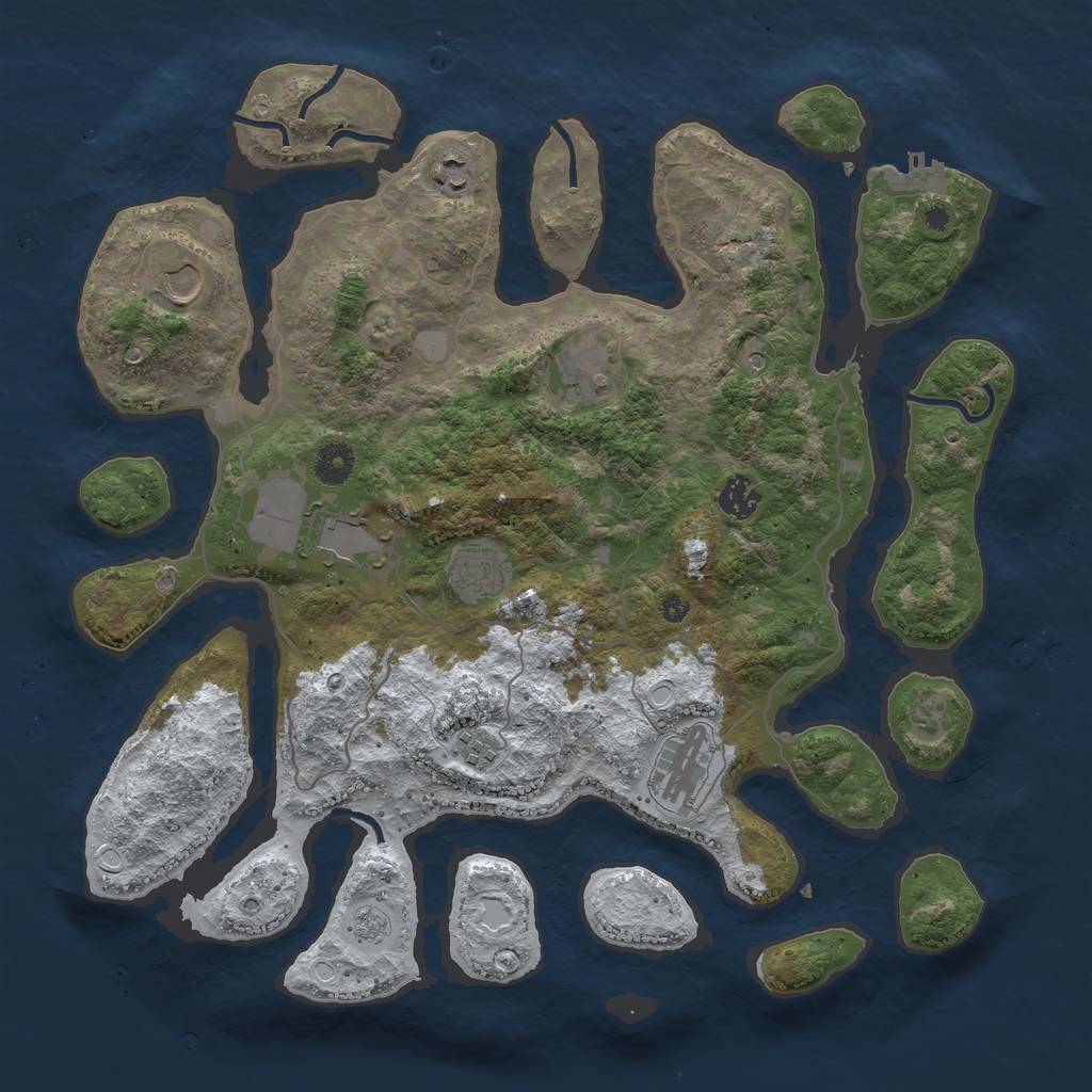 Rust Map: Procedural Map, Size: 4000, Seed: 622874, 16 Monuments