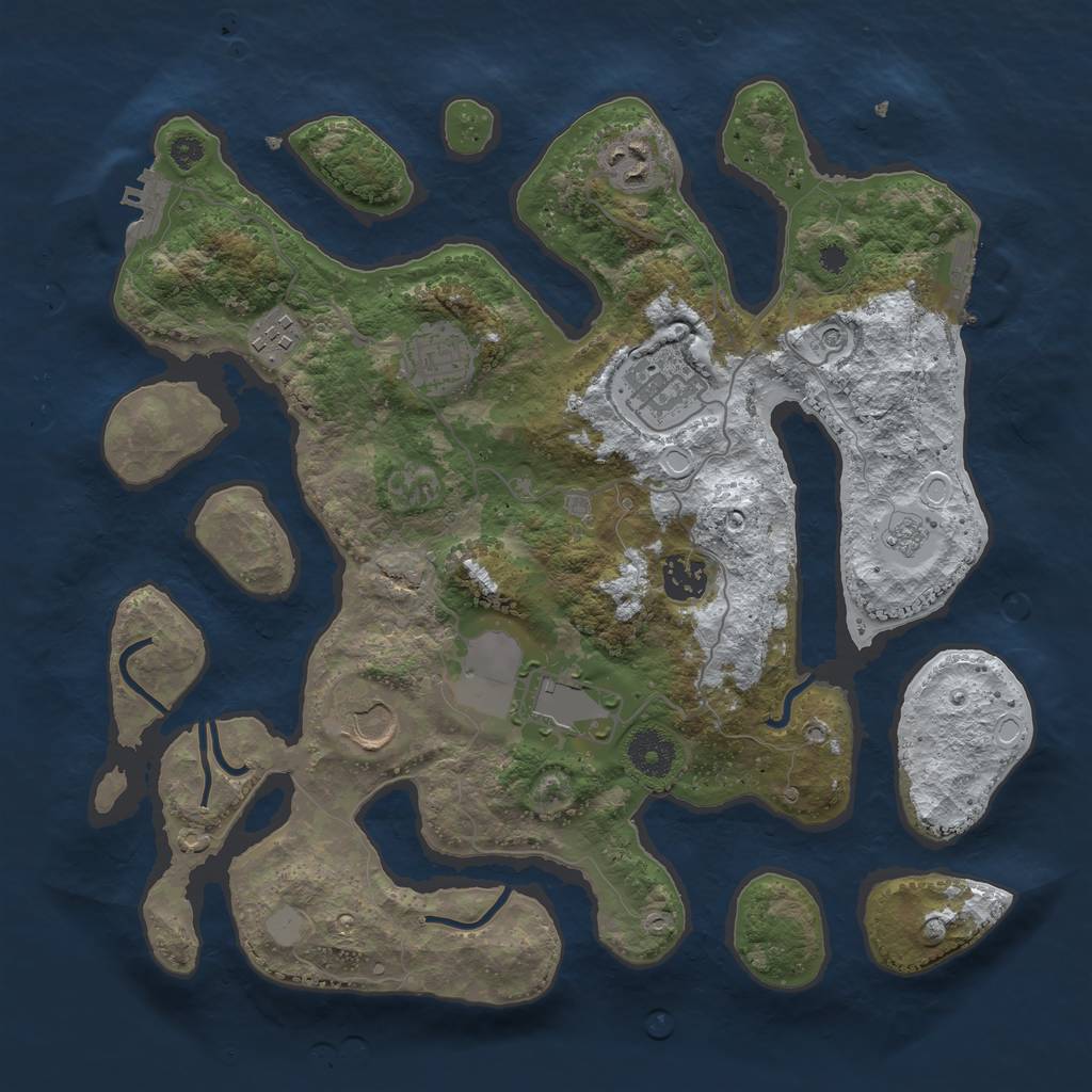 Rust Map: Procedural Map, Size: 3500, Seed: 387787588, 16 Monuments