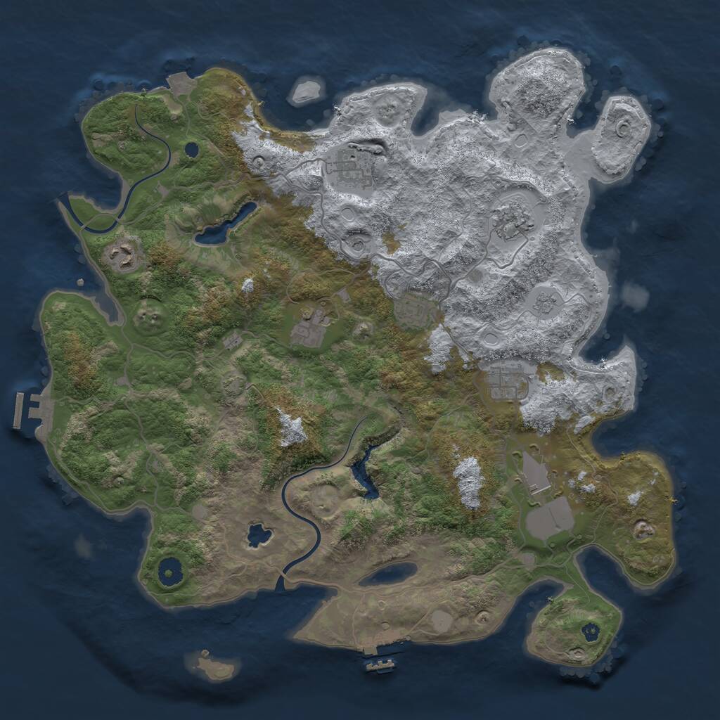 Rust Map: Procedural Map, Size: 4000, Seed: 69882, 13 Monuments