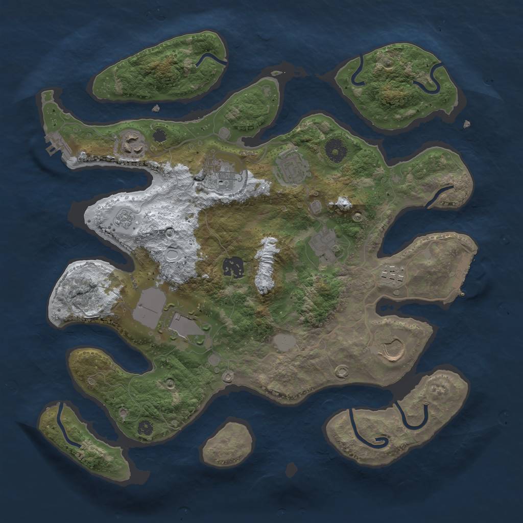 Rust Map: Procedural Map, Size: 3500, Seed: 4827330, 16 Monuments