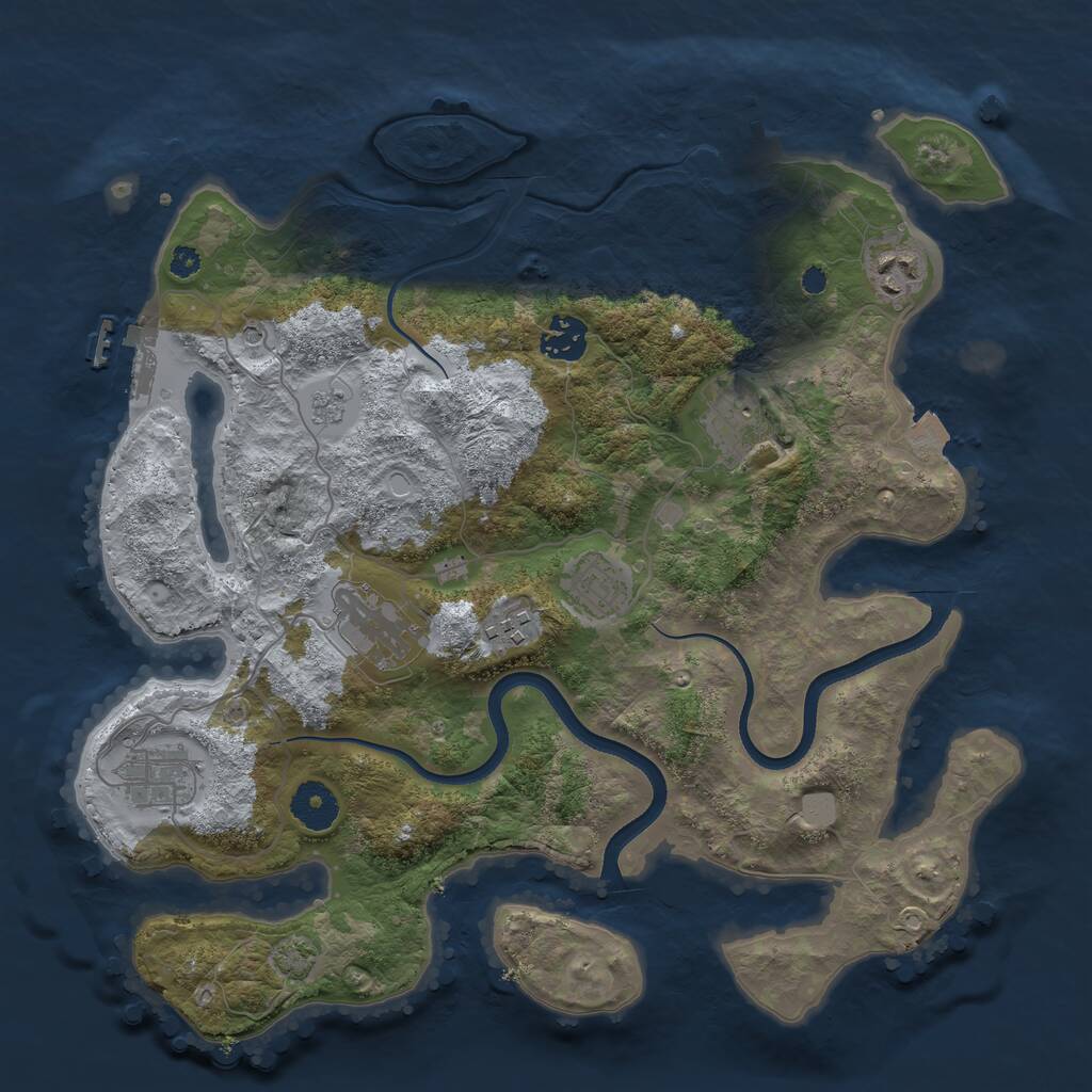 Rust Map: Procedural Map, Size: 3500, Seed: 3401652, 13 Monuments