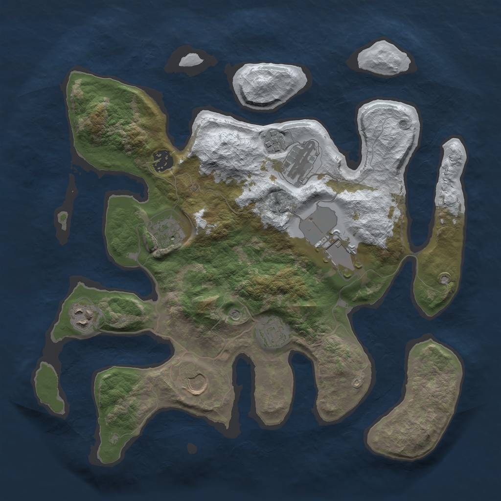 Rust Map: Barren, Size: 3500, Seed: 562494, 11 Monuments