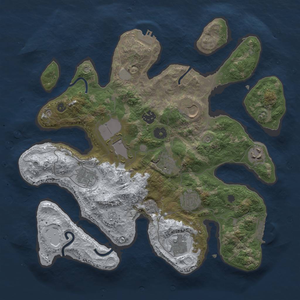 Rust Map: Procedural Map, Size: 3500, Seed: 6147702, 18 Monuments
