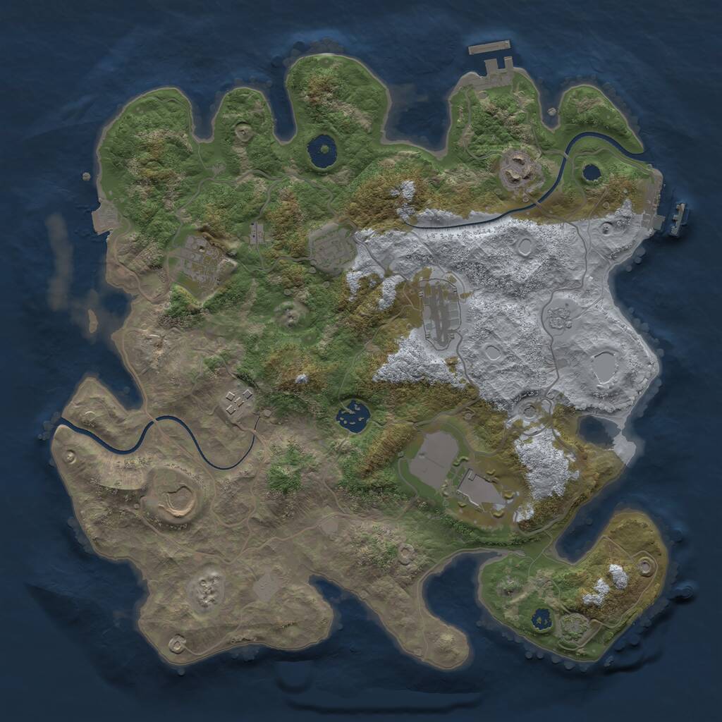 Rust Map: Procedural Map, Size: 3500, Seed: 4885831, 14 Monuments