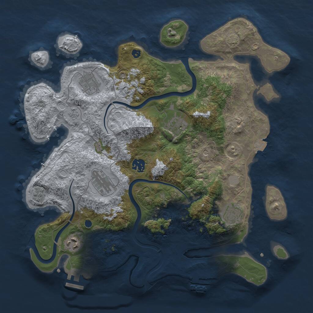 Rust Map: Procedural Map, Size: 3500, Seed: 2239166, 13 Monuments