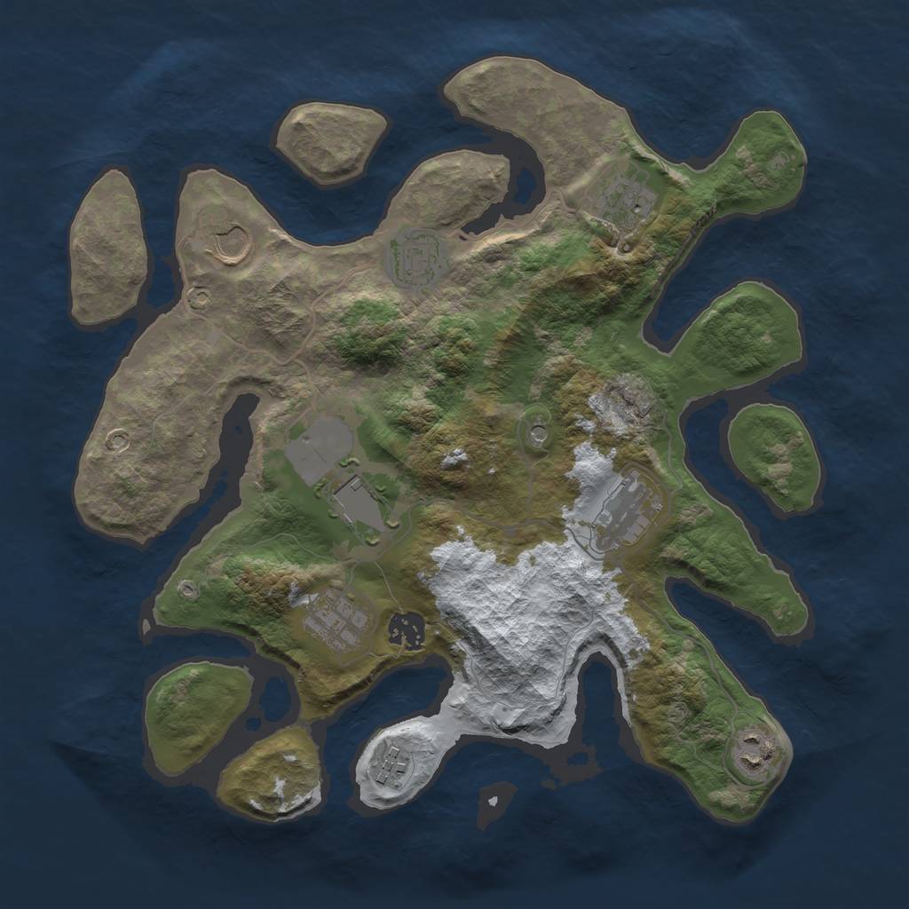 Rust Map: Barren, Size: 3500, Seed: 2171305, 12 Monuments