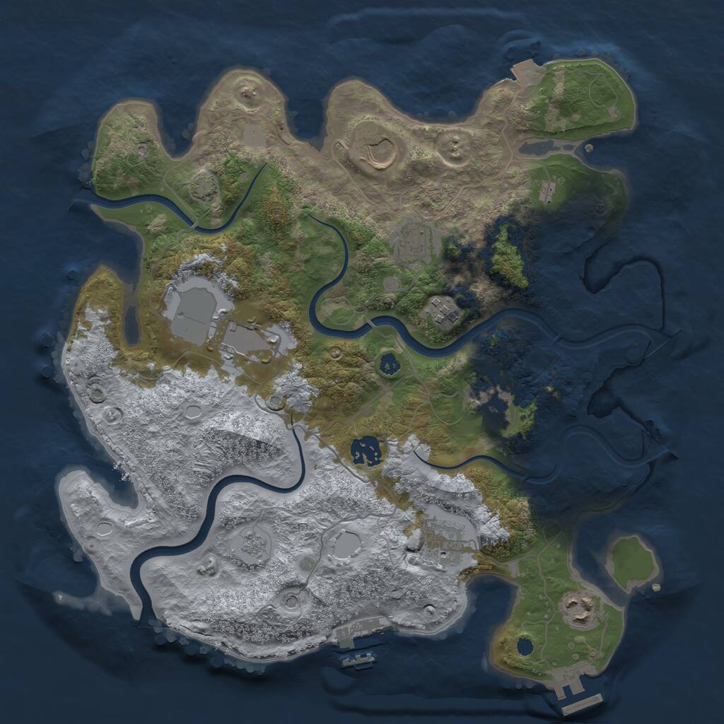 Rust Map: Procedural Map, Size: 3500, Seed: 5336470, 14 Monuments