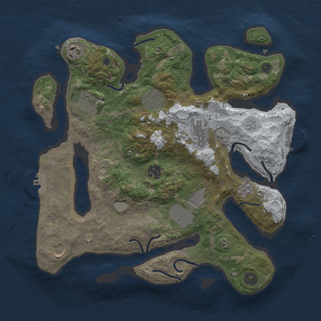 Rust Map: Procedural Map, Size: 3500, Seed: 4011746, 17 Monuments