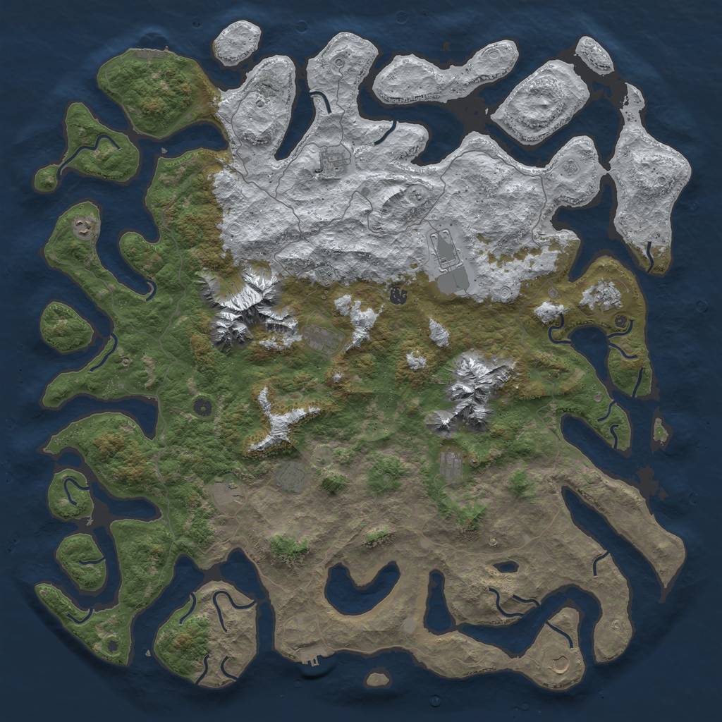 Rust Map: Procedural Map, Size: 6000, Seed: 1052, 20 Monuments