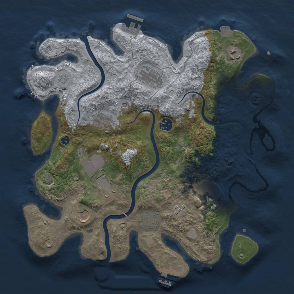 Rust Map: Procedural Map, Size: 3500, Seed: 1268947, 15 Monuments