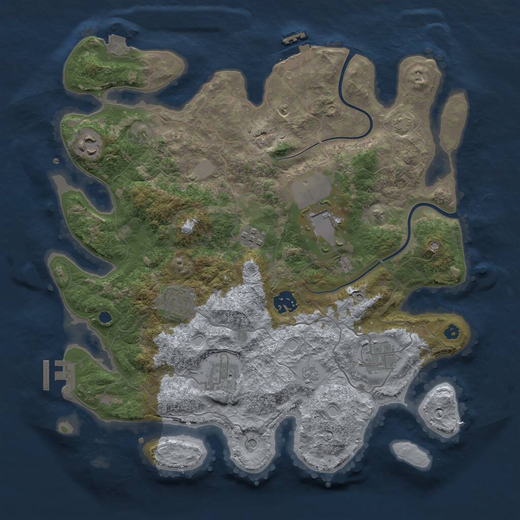 Rust Map: Procedural Map, Size: 3500, Seed: 6220413, 13 Monuments