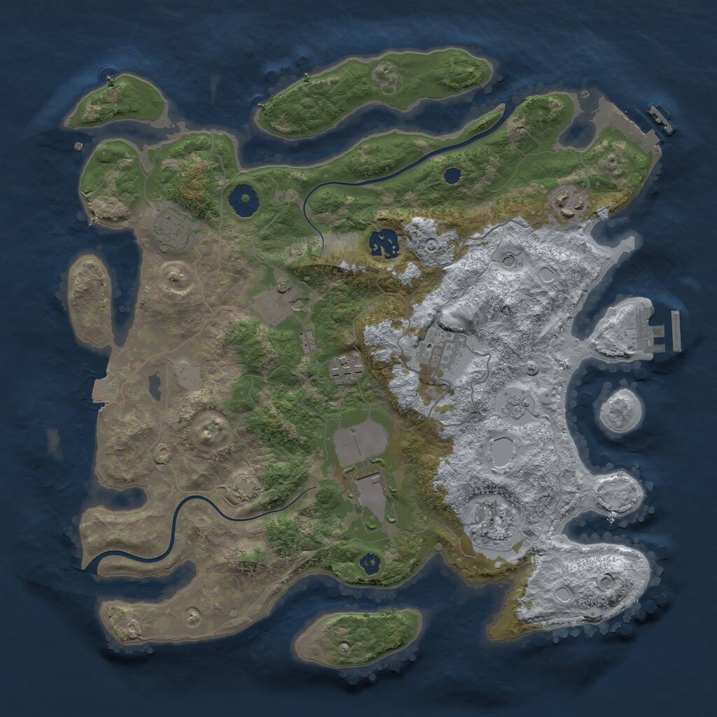 Rust Map: Procedural Map, Size: 3500, Seed: 2269970, 14 Monuments