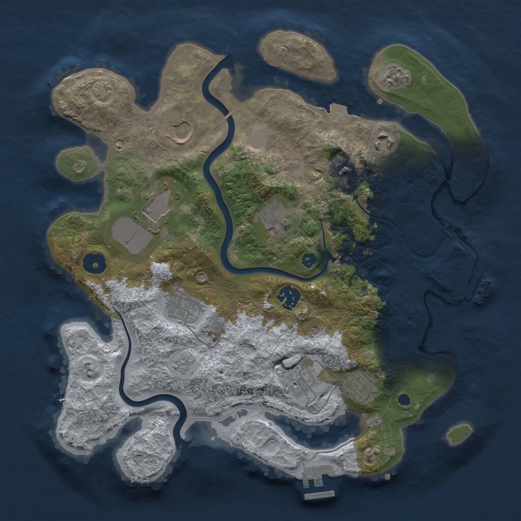 Rust Map: Procedural Map, Size: 3500, Seed: 1524198, 15 Monuments