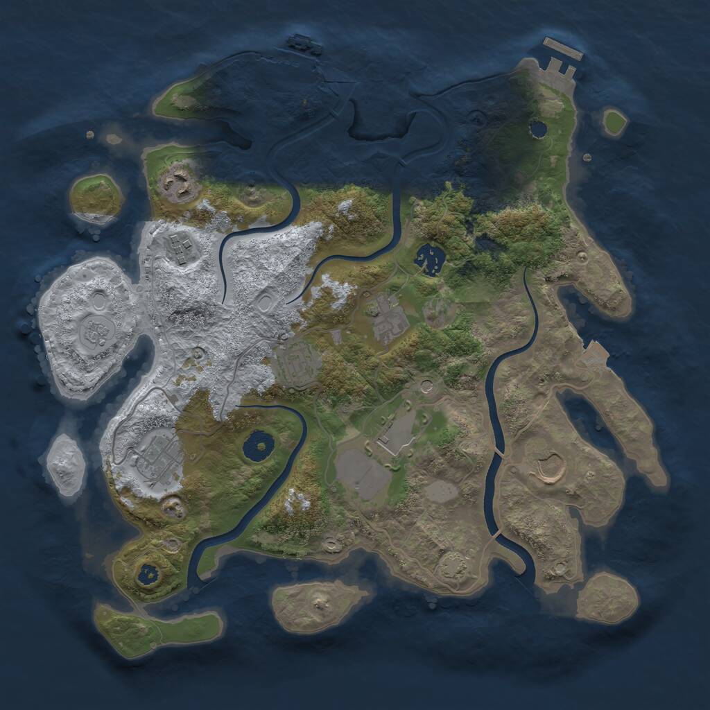 Rust Map: Procedural Map, Size: 3500, Seed: 2957742, 14 Monuments