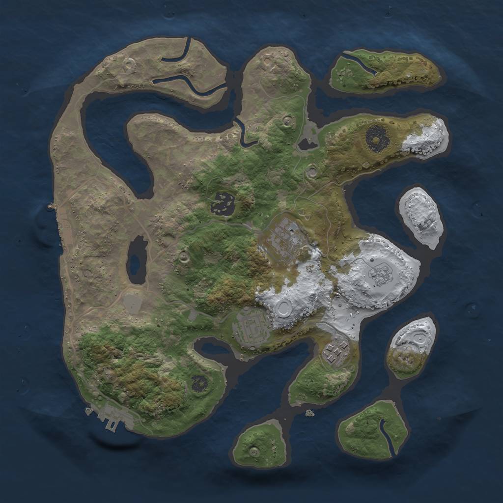 Rust Map: Procedural Map, Size: 3000, Seed: 1294676, 12 Monuments