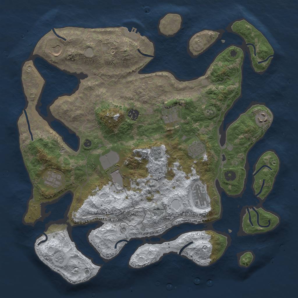Rust Map: Procedural Map, Size: 4000, Seed: 255908, 17 Monuments