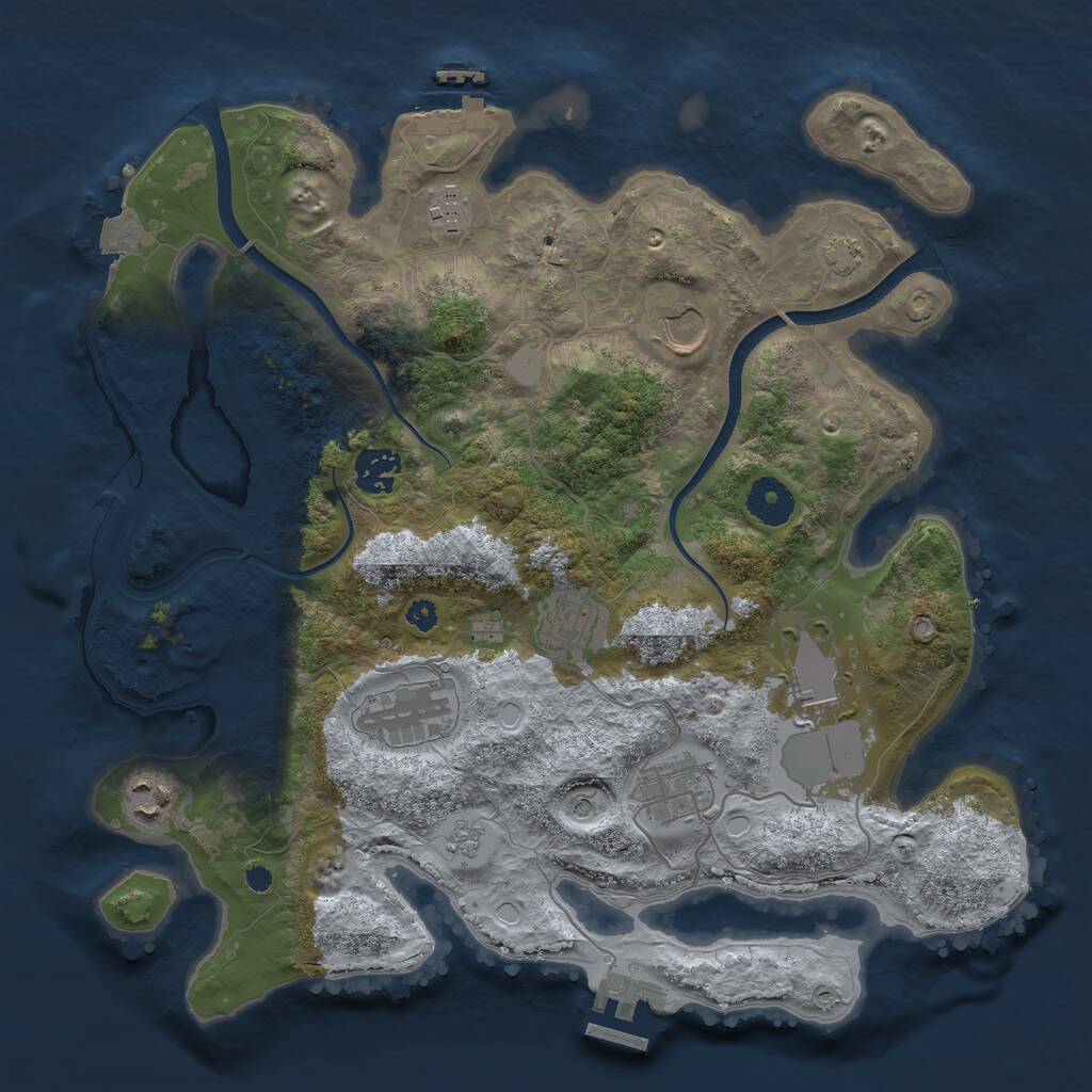 Rust Map: Procedural Map, Size: 3500, Seed: 4126662, 14 Monuments