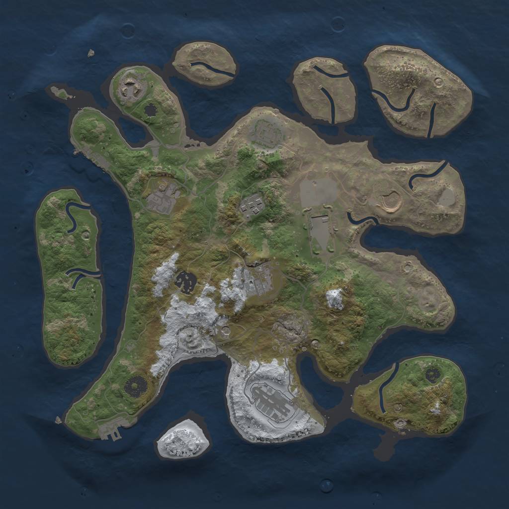 Rust Map: Procedural Map, Size: 3500, Seed: 6115666, 17 Monuments