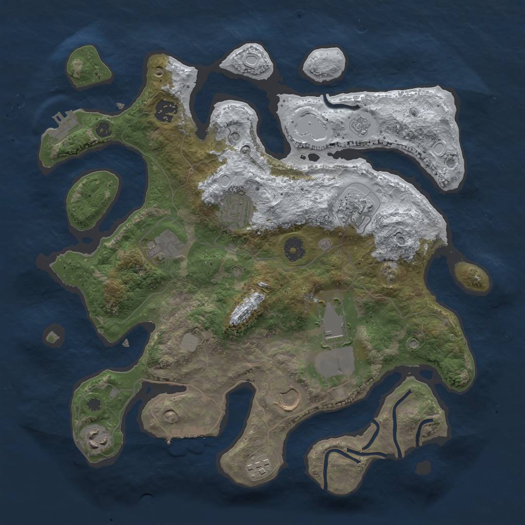 Rust Map: Procedural Map, Size: 3500, Seed: 3201854, 17 Monuments