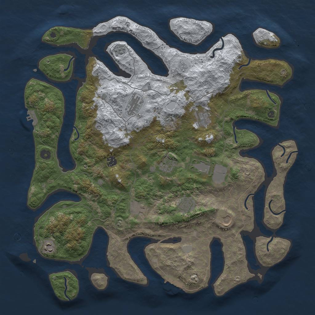 Rust Map: Procedural Map, Size: 4500, Seed: 1375341, 19 Monuments