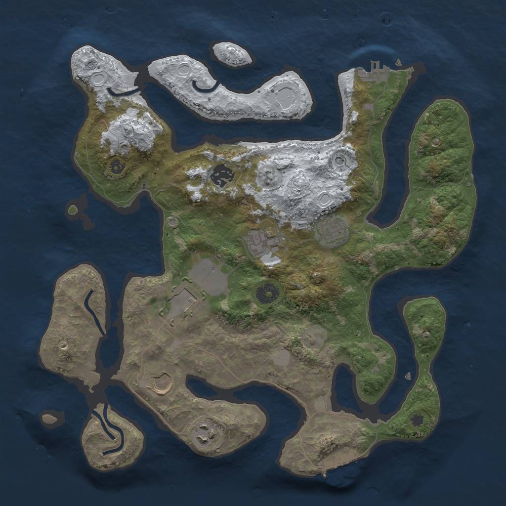 Rust Map: Procedural Map, Size: 3500, Seed: 135080039, 14 Monuments