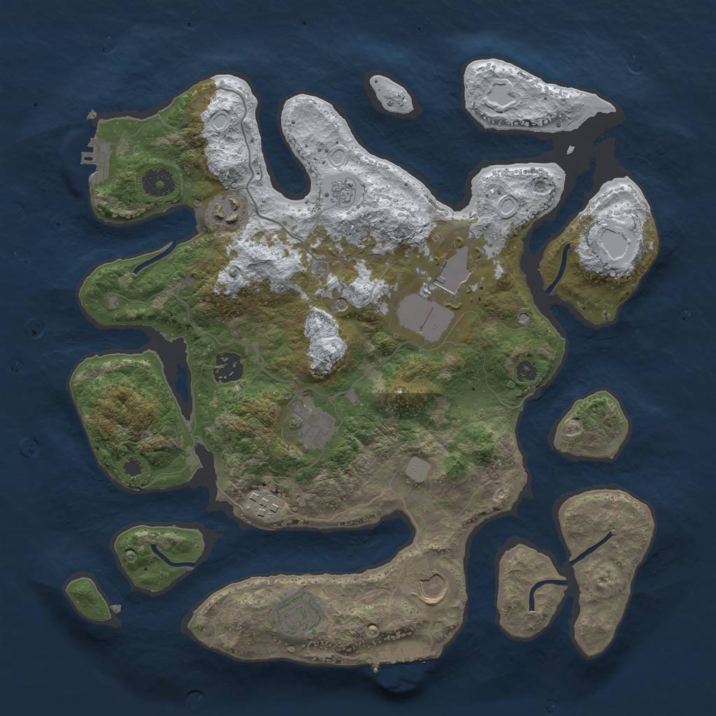 Rust Map: Procedural Map, Size: 3500, Seed: 5353195, 16 Monuments